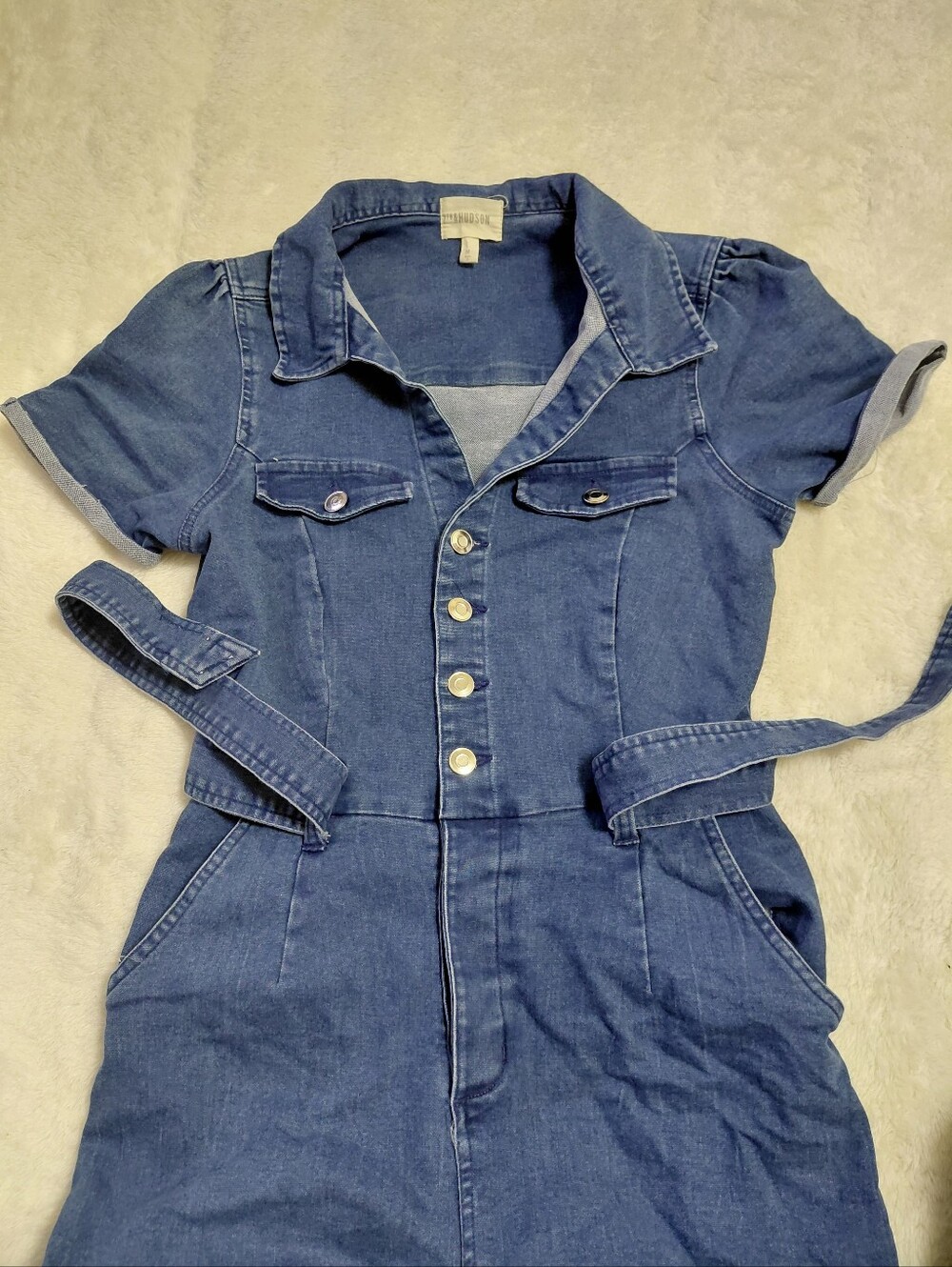 7th & Hudson Denim Shirt Dress Size M Button Front Belted
